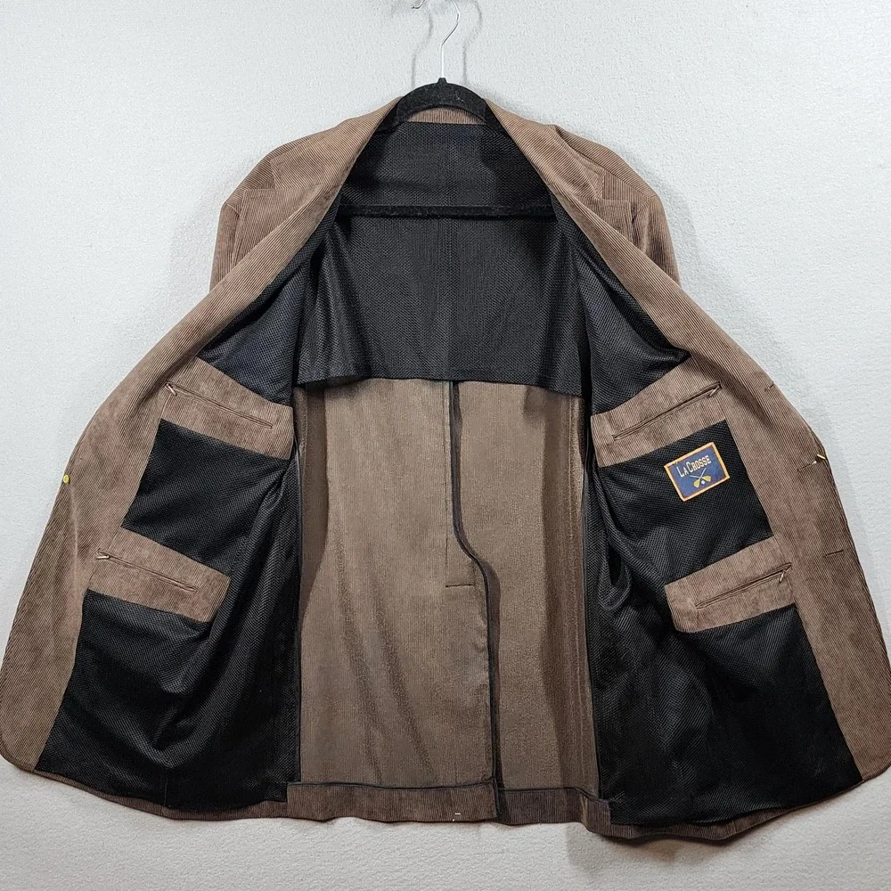 LaCrosse Blazer Mens 44L Brown Corduroy Sport Coat 3 Button Notch Lapel‎ Pockets